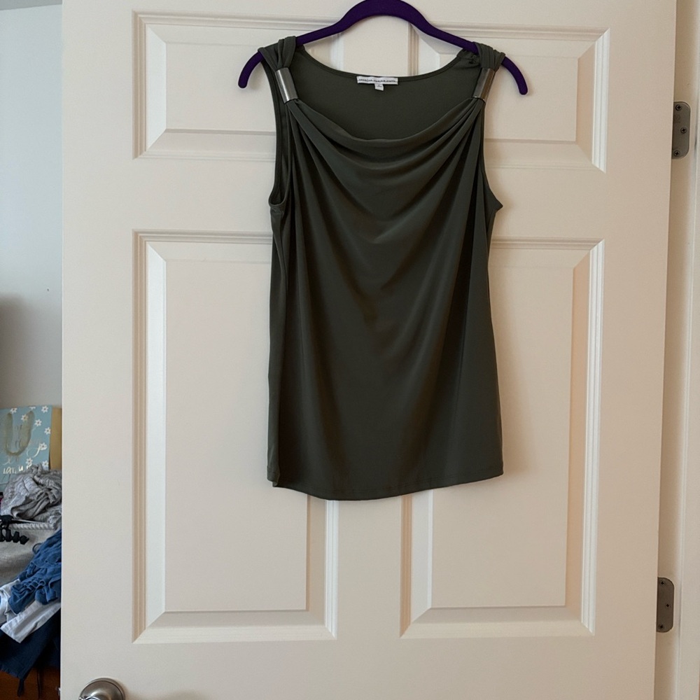 Cynthia Steffe Olive Green Draped Tank Top